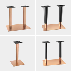 Modern Double Pedestal <b>Table</b> Base – Black & Rose gold-plated Stainless Steel Restaurant&Cafe <b>Table</b> <b>Legs</b> - Product Image 1