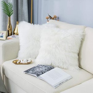 Motif solide décoratif blanc 18x18 pouces fausse fourrure housses <span class=keywords><strong>de</strong></span> coussin jeter taie d'oreiller pour la maison canapé voiture chaise hôtel - Product Image 1