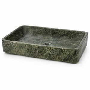 อ่างล้างมือแบบติดผนังหินธรรมชาติหรูหราจาก Poulars Wholesale พร้อมฐานหินอ่อน Verde Alpi - Product Image 3