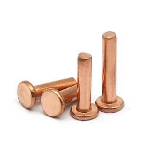 <span class=keywords><strong>Rivet</strong></span> à tête plate en cuivre massif, diamètre 4 mm, longueur 30 mm, pour utilisation dans les équipements électriques - Product Image 3