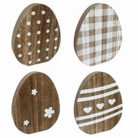 Lot de 4 décorations de Pâques en bois en forme d'œuf, directement de l'usine, pour tables de salon et cheminées