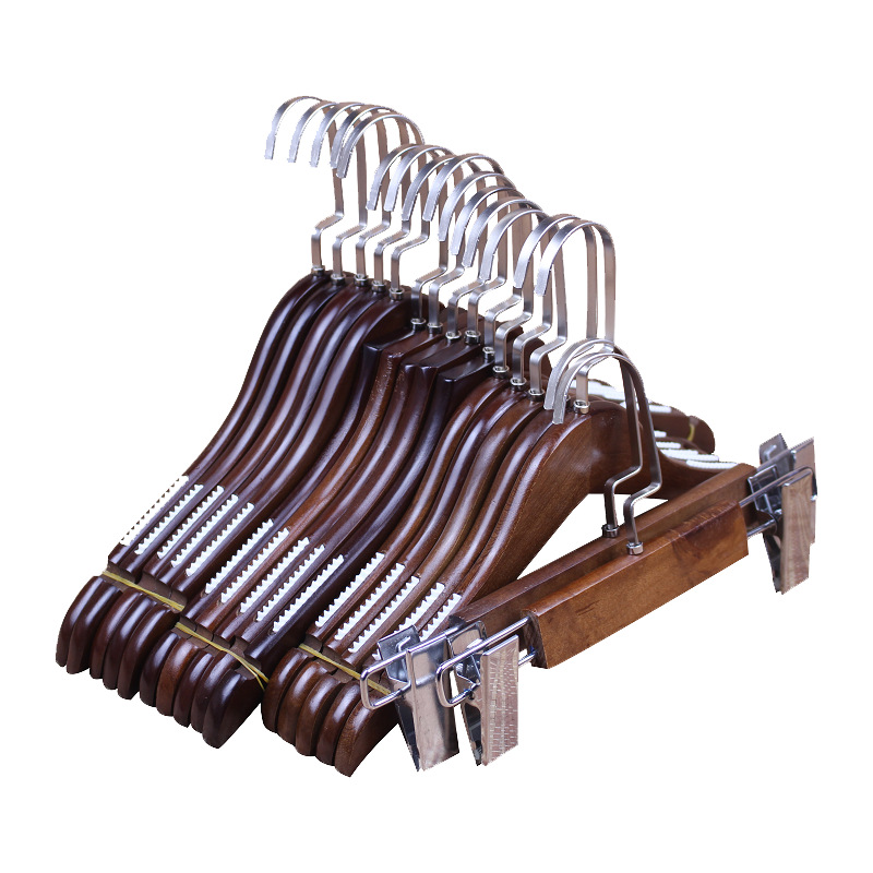 Вешалка для магазина одежды, винтажные деревянные Нескользящие вешалки с логотипом под заказ для взрослых и детей, зажим для юбки