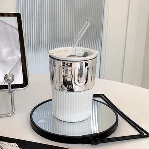 Tasse à café en verre bambou haut de gamme, design élégant, tasse à lait de luxe légère, verre à paille domestique, tasse à thé - Product Image 4