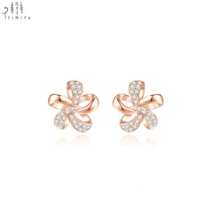 Nouvelle Collection Vente en Gros Fabricant Exportateur Bijoux Fins Design Floral Or Rose Massif 18K Diamants Naturels Clous d'Oreilles - Product Image 1