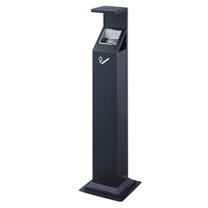 Public Black Standing Smoke Extinguishing Column Ashtray Cigarette Litter Trash Can Ash Bin