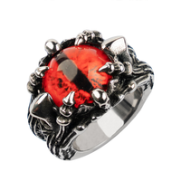 Nouvelle bague de pouce pour homme en acier inoxydable de haute qualité, style Viking, vintage, avec amulette œil de diable et griffe, ornée d'ambre