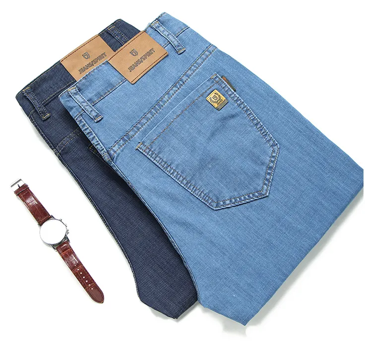 Summer new straight medium business high-end casual trousers thin men's jeans