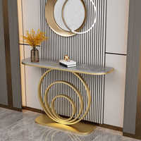 Console moderne en bois avec plateau en marbre pour entrée, salon et usage hôtelier