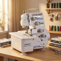 JUKKY Promotion Exceptionnelle 4-434D Mini Machine à Tricoter Électrique Domestique Grande Vitesse Triple Aiguille Surjeteuse avec Moteur Métallique