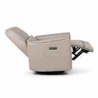 Fauteuil inclinable électrique moderne avec base pivotante, revêtement en cuir, fonction extensible et structure en bois