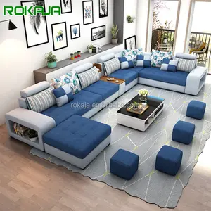 Multipurpose Sofas Manufacturers Sale Home Office Library Sofa Furniture With Small Seat C Shaped Corner Blue Sofa