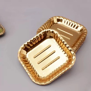 Bandejas de plástico desechables doradas para carne y pollo de 160*160*20mm, alimentos para mascotas, frutas, verduras, contenedores de embalaje, supermercado - Product Image 4