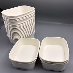 Contenedor de Alimentos de Papel Ecológico con Impresión Personalizada al por Mayor, Tazón Cuadrado para Llevar Ensaladas, Resistente al Calor y al Agua - Product Image 1