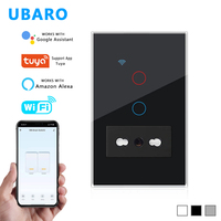 Interrupteur intelligent WiFi UBARO 2 voies avec panneau tactile en verre, compatible Alexa Google Home Smart Life, prise standard italienne 16A ABS, type 118