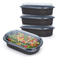 Boîtes d'emballage alimentaire ovales noires pour l'extérieur, pour restaurants, pour aliments froids ou chauds, en plastique, pour emporter, compatibles micro-ondes