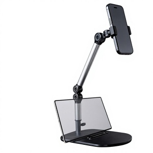 Soporte para Teléfono Móvil, Tablet y Pad, para Escritorio, Transmisión en Vivo, Teleprompter, Visualización de Películas, Aprendizaje, Ajustable, con Brazo Doble para Tomas Aéreas - Product Image 1