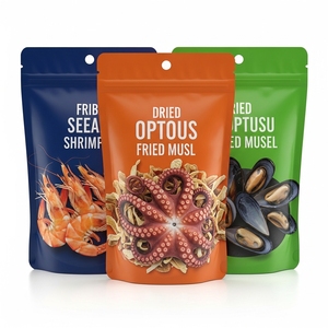 Bolsas de Embalaje Doypack Personalizadas con Cierre Zip para Mariscos Secos, Bolsas de Plástico con Ventana y Base Plana - Product Image 1