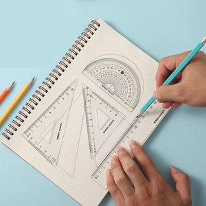 Morning Light <b>Magic</b> Cat Student Ruler <b>Set</b> 15cm Plastic Four Piece Math Tools For School Use - Product Image 2