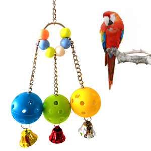 Mới liệt kê hai bóng bay tròn đầy màu sắc phụ kiện thú cưng đồ chơi Chim Vẹt phụ kiện tương tác Yêu thích - Product Image 1