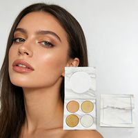 Poudre de surligneur pour le visage 4 couleurs à haute teneur en pigments Logo personnalisé Produit de maquillage à usage quotidien disponible avec marque privée sans étiquette
