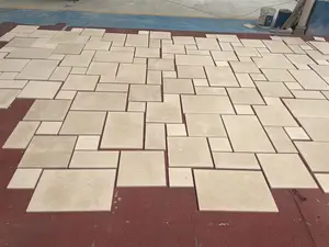 Outdoor Honed Beige Limestone French Pattern Limestone Flooring Tiles