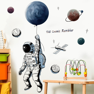 Adesivi da parete per astronauta dello <span class=keywords><strong>spazio</strong></span> della luna del pianeta camera dei bambini camera da letto decorazione per l'aula della scuola autoadesivi fai da te - Product Image 1