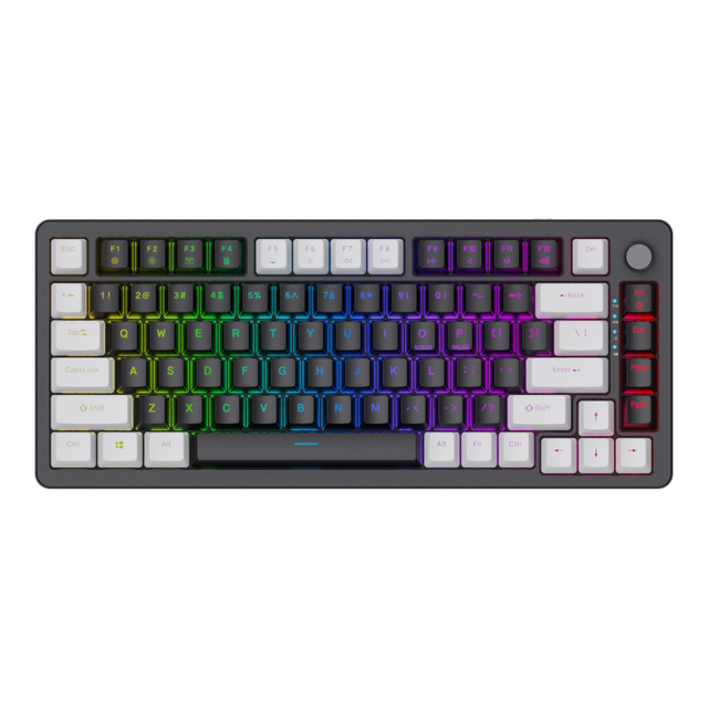 Wireless 80% Layout Compact Hot-Swappable Mechanical Keyboard with Knob