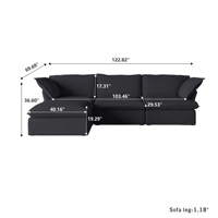 ATUNUS en stock usine chinoise Foshan moderne tissu doux noir 3 4 5 6 7 places famille modulaire sectionnel canapé canapé ensemble