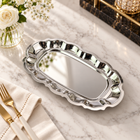 Plateau de service rectangulaire en acier inoxydable 304, assiette à dessert, plateau de vanité, plateau à bijoux, assiette à collation pour café, décoration de table à domicile