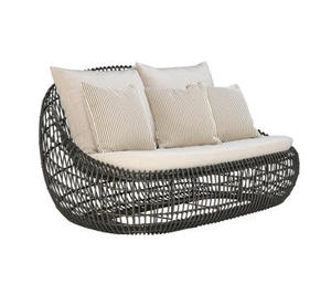 Balcone esterno moderno <span class=keywords><strong>e</strong></span> cortile divano in Rattan Set camera da sole in metallo sdraiato poltrona in Rattan naturale spaziosa - Product Image 4