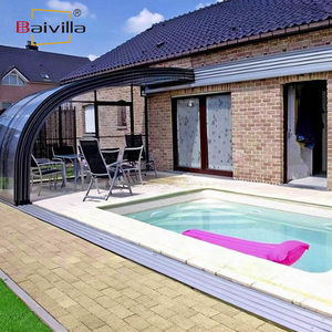 Serre bioclimatique moderne rétractable en verre pour jardin, <span class=keywords><strong>piscine</strong></span>, dôme de maison en verre, serre électrique réglable en verre trempé pour l'extérieur - Product Image 4