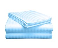 Parure de Lit Hôtellerie Queen Size 3 cm Rayures 250TC en 100% Coton avec Drap et Taies d'Oreiller