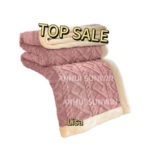 Manta de forro polar de Sherpa de 2 capas personalizada, manta de Sherpa suave de piel fluida bordada con logotipo personalizado para Festival, regalo de Navidad - Product Image 6