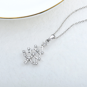 Collar con colgante de árbol de Navidad de Plata de Ley 925, Zirconia cúbica brillante chapada en rodio para compromiso, boda, vacaciones - Product Image 5