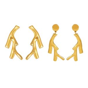 ต่างหูแฟชั่นคุณภาพสูง ชุบทอง 18K รูปทรงกิ่งไม้แห่งชีวิต กันน้ำ สำหรับผู้หญิง ทันสมัย - Product Image 2