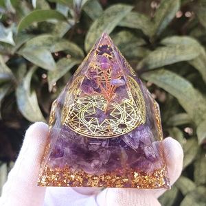 Amethyst <b>Crystal</b> Pyramid Resin Epoxy Craft Aquarium Decoration Desktop Ornament Gift For Home Decor - Product Image 4