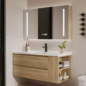 Luxury Wooden Melamine Board Bathroom Vanity Unit <b>Mirror</b> Integrated Ceramic Washbasin Toilet Sink for Hotel Use - Product Image 4