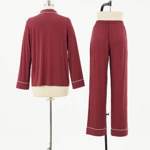 Pijamas clásicos para mujer, venta al por mayor, Pijamas para mujer, ropa de dormir de talla grande para mujer, Conjunto de <span class=keywords><strong>pijama</strong></span> de bambú, conjunto de <span class=keywords><strong>pijama</strong></span> de algodón - Product Image 2