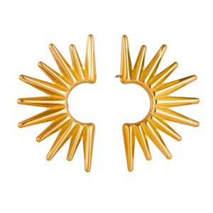 Geometric Gold Plated Stainless Steel Cuff Earrings For Party Fashion Jewelry - Product Image 5