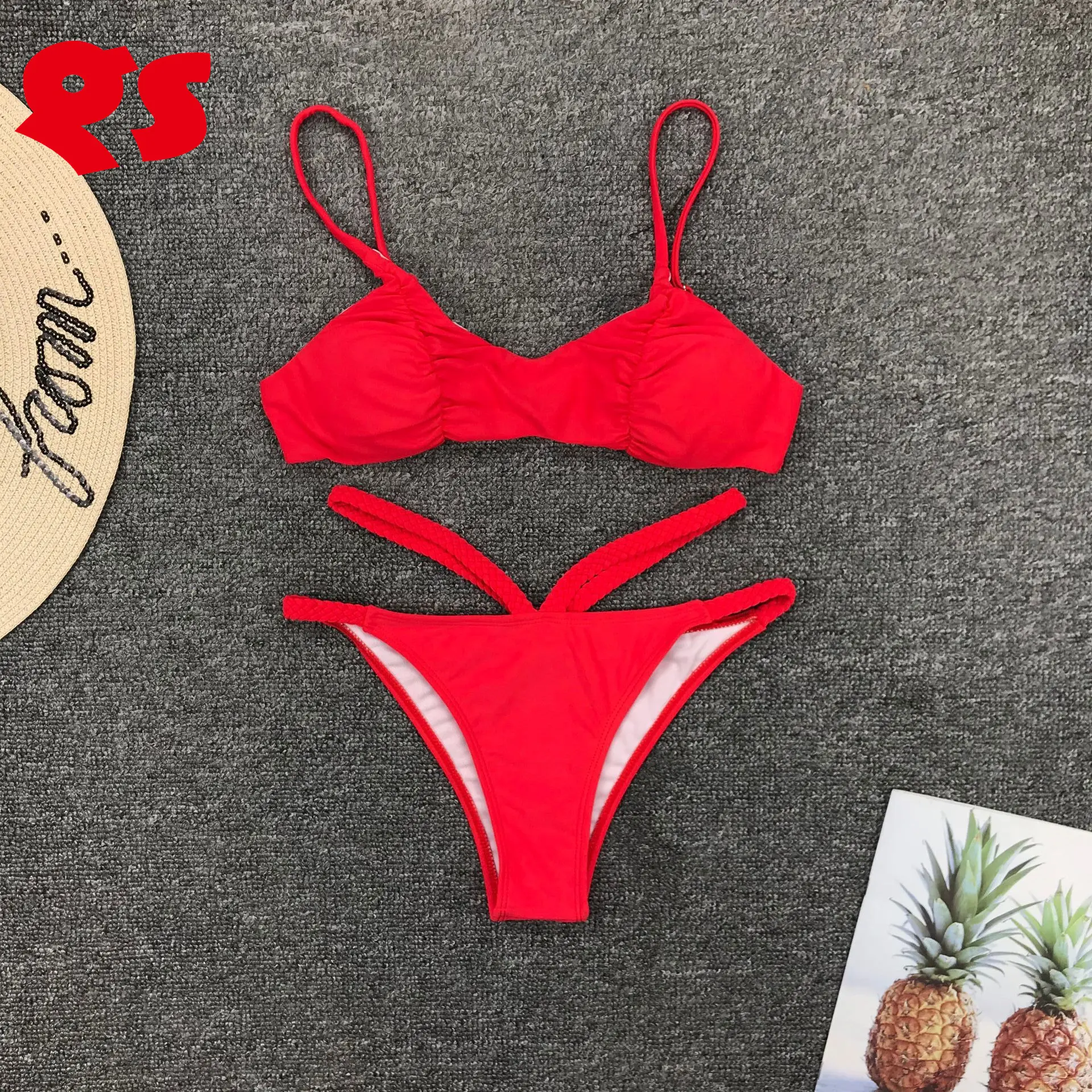 Nuova tendenza fascia bikini Set popolare personalità Sexy 2 pezzi costumi da bagno tinta unita sostenibile e traspirante per adulti