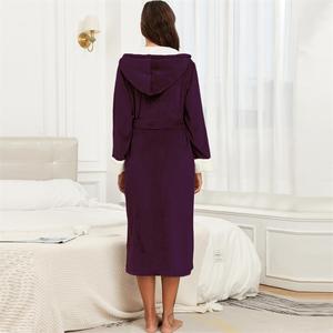 Free Shipping <strong>Bathrobe</strong> Luxury High Quality Weight <strong>Bathrobe</strong> Purple Funny Pajamas Adults Home Fleece Robe - Product Image 5