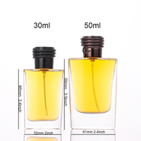 Vente en gros de flacons de parfum en verre vides de 30 ml et 50 ml avec vaporisateur à pompe, design vintage de luxe, couvercle noir avec boîte
