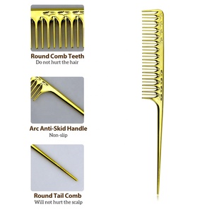 CestoMen barbería <span class=keywords><strong>de</strong></span> herramientas <span class=keywords><strong>de</strong></span> corte <span class=keywords><strong>de</strong></span> chapado en oro <span class=keywords><strong>de</strong></span> lujo profesional <span class=keywords><strong>de</strong></span> peluquería peine pelo peinado peluquero hombres peine para cortar el pelo - Product Image 3