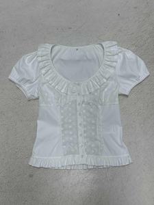 Blusa Elegante y Dulce para Mujer, Tejida con Textura de Encaje, con Peplum, Manga Corta, Camisa de Verano - Product Image 2