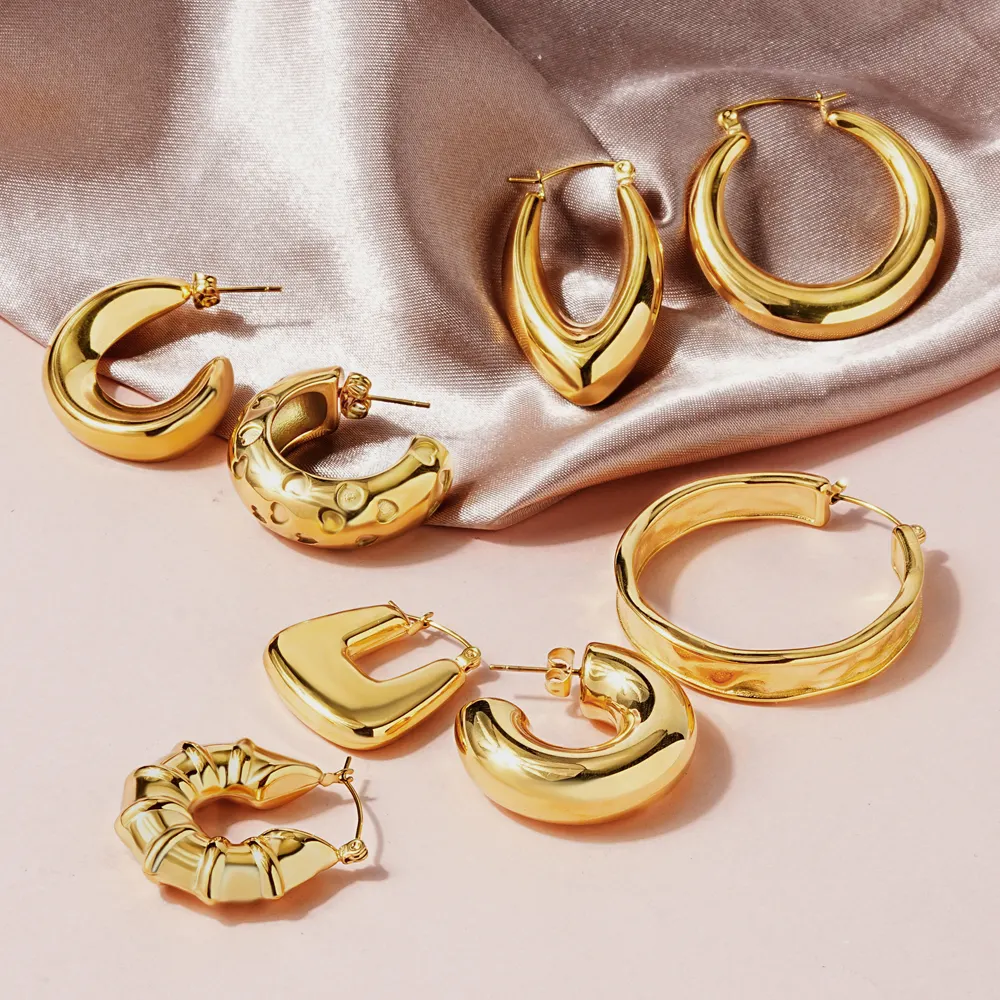Toposh Rock atacado clássico vintage grosso moda jóias para mulheres brincos de ouro conjunto de jóias de aço inoxidável