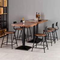 Table à manger pliable en bois massif avec chaises, pieds en métal, style industriel nordique américain simple et moderne, mobilier pour la maison