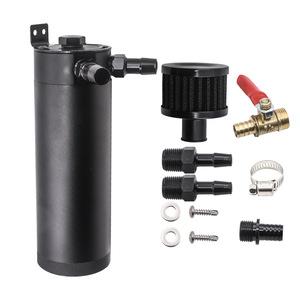 Car Oil Catch <b>Can</b> 2 Port Aluminum Alloy With <b>Air</b> Filter And Drain Valve For Engine Tuning Upgrade - Product Image 2
