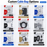 Sac à fermeture éclair en plastique avec câble USB personnalisé avec fenêtre transparente pour l'emballage du câble de données Étuis de téléphone avec cintre Sacs d'emballage