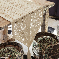Nappe de table en coton et lin, motif géométrique au crochet fait main, style campagnard américain, pour table basse ou serviette de table décorative