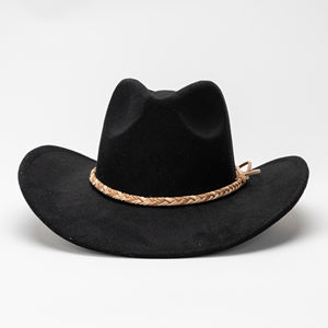 Chapeau de cowboy en feutre pour l'automne et l'hiver, à bord bouclé ethnique, coupe-vent, pour <span class=keywords><strong>homme</strong></span>, femme et couple, chapeau pare-soleil, randonnée en plein air, camping, chapeau de jazz chaud - Product Image 2